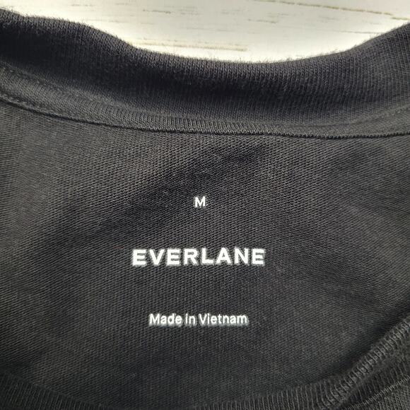 Everlane The Weekend Tank Dress Midi Black Crew Neck Organic Cotton Medium - Picture 7 of 9